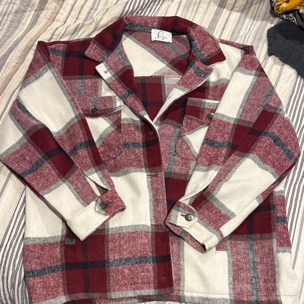Luxe Red and White Plaid Jacket